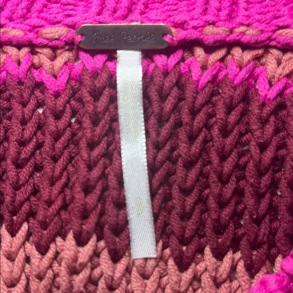Free People Devon striped crop sweater in Fuschia Rose Combo color Size Small